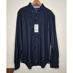 International Report Long Sleeve Men's Navy Blue Button Down Dress Shirt Size XL